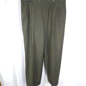 Hart Schaffner Marx Mens 38x28 Gray Grey Pleated Cuffed Dress Pants